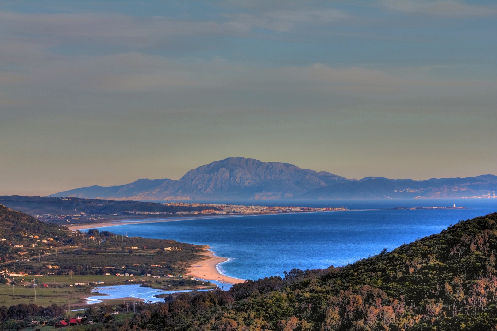 View of Tarifa and the Strait of Gibraltar towards Africa